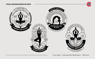Badges or Emblem Logos for Yoga & Wellness