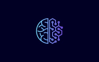 Digital Brain Ai Logo Design Template Vector
