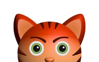 Angry swearing 3D orange cat with green eyes