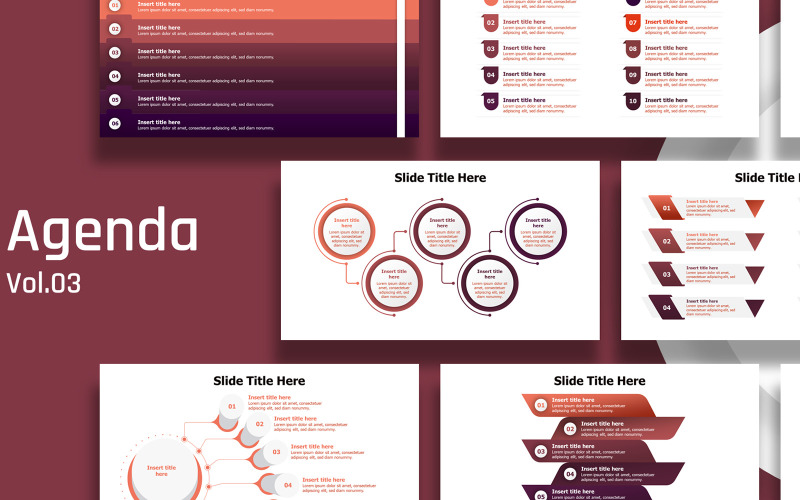 Business agenda slides infographic -5 color variations. PowerPoint Template