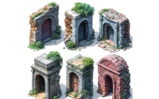 entrance to catacombs Set of Video Games Assets Sprite Sheet 03.