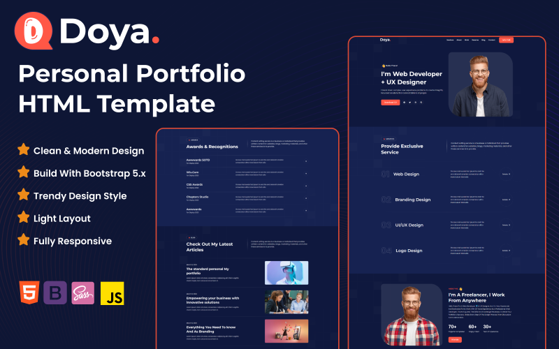 Doya - Personal Portfolio Html5 Template Landing Page Template