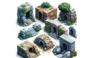 entrance to catacombs Set of Video Games Assets Sprite Sheet 06 .