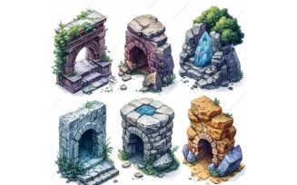 entrance to catacombs Set of Video Games Assets Sprite Sheet 07.