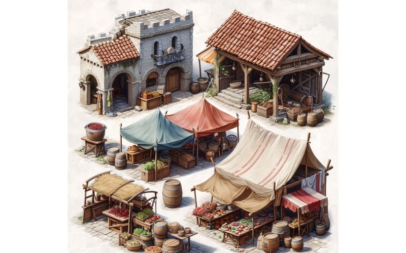 Large Marketplace Set of Video Games Assets Sprite Sheet 211 Illustration
