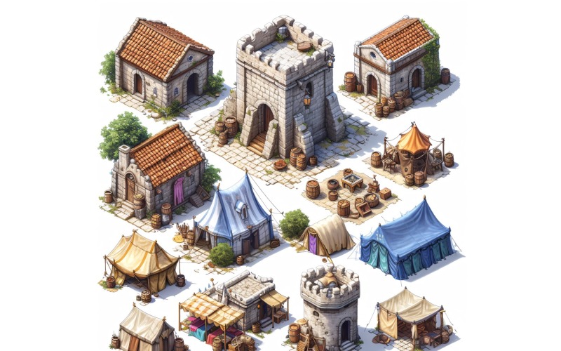Large Marketplace Set of Video Games Assets Sprite Sheet 222 Illustration