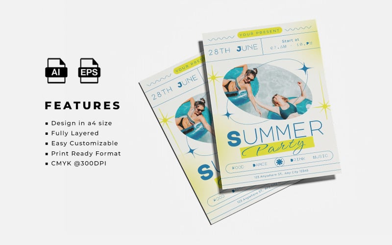 Summer Party Flyer Template 3 Corporate Identity