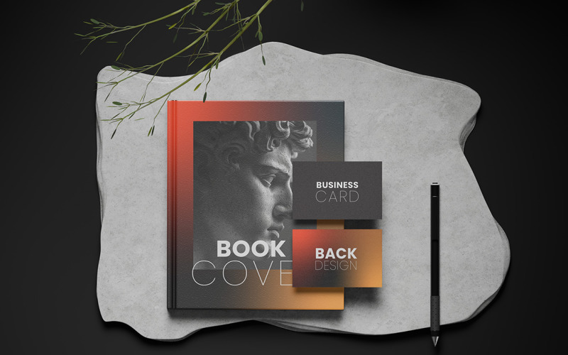Business Card Mockup With Book Cover Mockup Vol 02 Product Mockup
