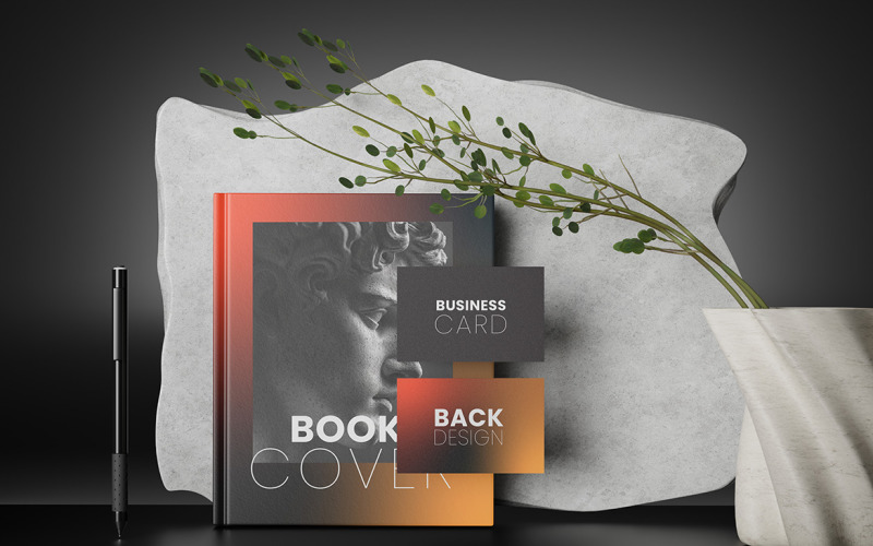 Business Card Mockup With Book Cover Mockup Vol 03 Product Mockup
