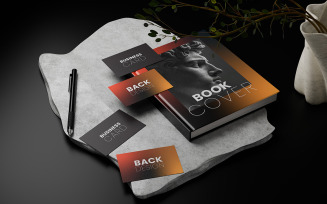 Business Card Mockup With Book Cover Mockup Vol 05