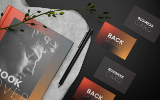 Business Card Mockup With Book Cover Mockup Vol 06