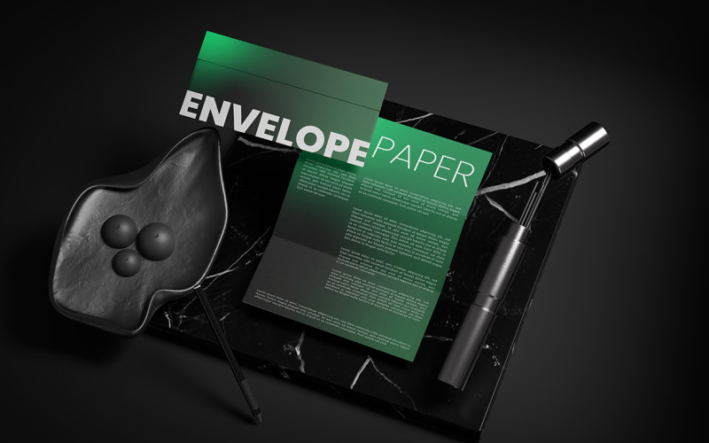 Envelope Mockup With A4 Paper Mockup Vol 06 Product Mockup