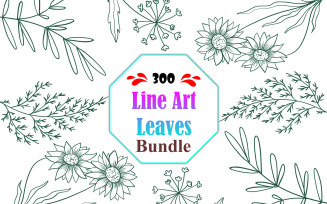 Hand Drawn Line Art Leaves PNG files