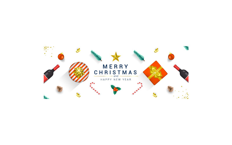 Merry Christmas and Happy New Year Greeting Cards Background