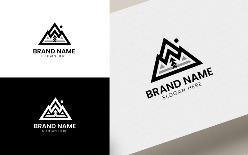 Mountain with Tree logo template Logo Template