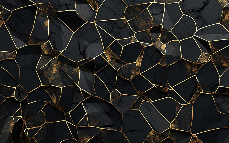 Abstract black and gold stone wall_black and gold stone_black and gold wall Background