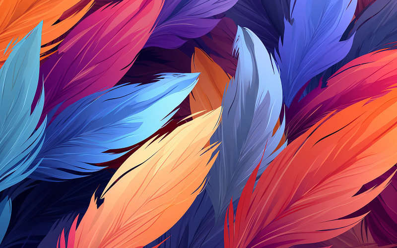 Rainbow feathers pattern_colorful feathers pattern_cartoon art feather background Background