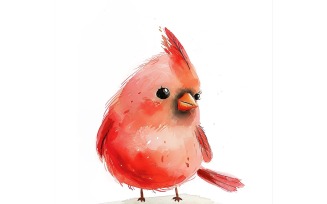 Cute cardinal Bird Baby Watercolor Handmade illustration 1