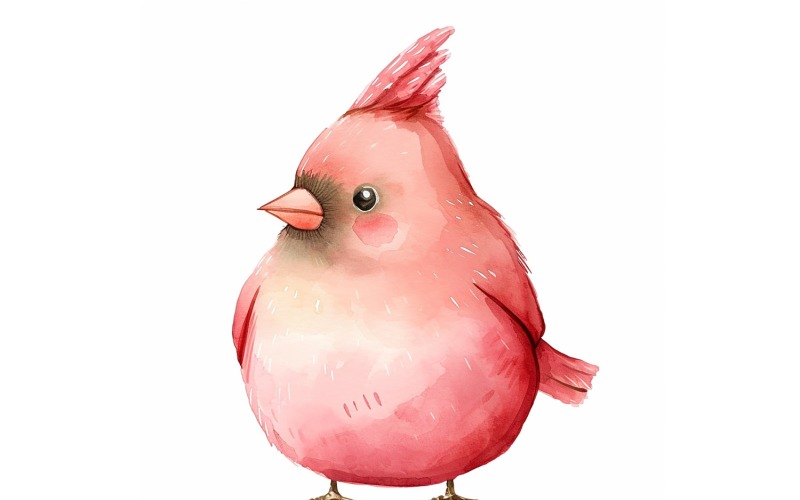 Cute cardinal Bird Baby Watercolor Handmade illustration 2 Illustration