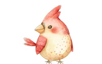 Cute cardinal Bird Baby Watercolor Handmade illustration 3