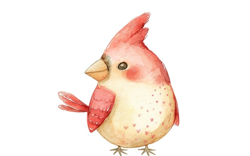 Cute cardinal Bird Baby Watercolor Handmade illustration 3 Illustration