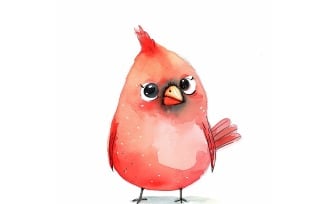 Cute cardinal Bird Baby Watercolor Handmade illustration 4