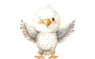 Cute Eagle Bird Baby Watercolor Handmade illustration 1