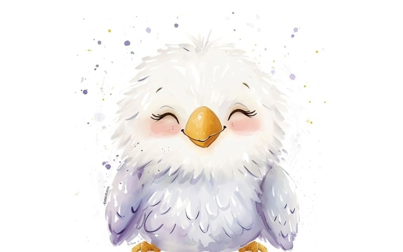 Cute Eagle Bird Baby Watercolor Handmade illustration 4 Illustration