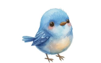 Cute bluebird Baby Watercolor Handmade illustration 2