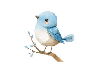 Cute bluebird Baby Watercolor Handmade illustration 4