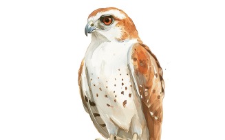 Cute hawk Bird Baby Watercolor Handmade illustration 1