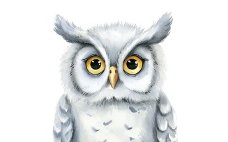Cute horned owl Bird Baby Watercolor Handmade illustration 4