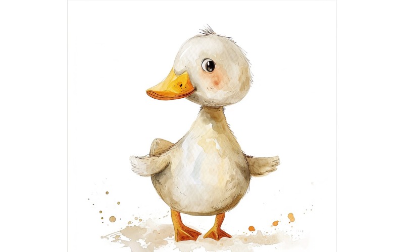 Cute mallard duck Bird Baby Watercolor Handmade illustration 2 Illustration