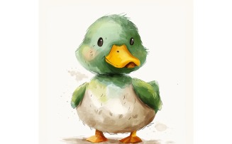 Cute mallard duck Bird Baby Watercolor Handmade illustration 3