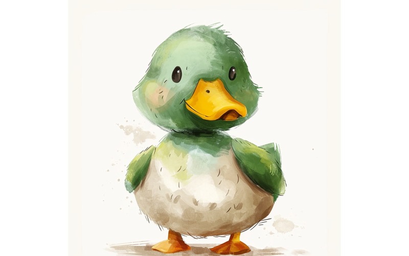 Cute mallard duck Bird Baby Watercolor Handmade illustration 3 Illustration
