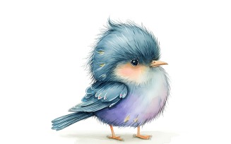 Cute starling Bird Baby Watercolor Handmade illustration 4