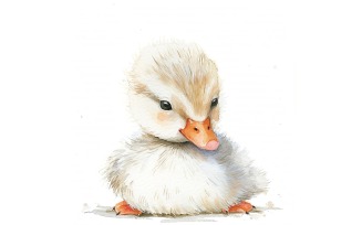 Cute wood duck Baby Watercolor Handmade illustration 1
