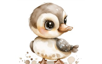 Cute wood duck Baby Watercolor Handmade illustration 2