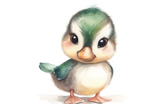 Cute wood duck Baby Watercolor Handmade illustration 3
