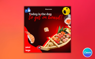 Sushi Restaurant Social Media Template 02 - Fully Editable in Canva