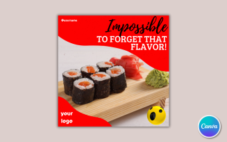 Sushi Restaurant Social Media Template 05 - Fully Editable in Canva