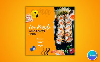 Sushi Restaurant Social Media Template 06 - Fully Editable in Canva