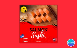 Sushi Restaurant Social Media Template 08 - Fully Editable in Canva