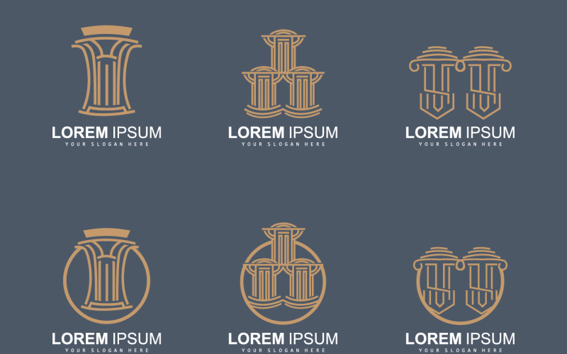 Building Construction Legal Pillar Logo Set DesignV2 Logo Template
