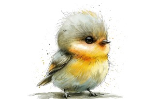 Cute Goldfinch Bird Baby Watercolor Handmade illustration 4