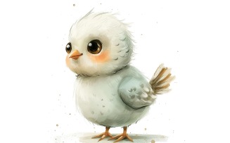 Cute Pheasant Bird Baby Watercolor Handmade illustration 3