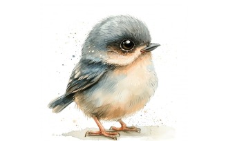 Cute Sparrow Owl Bird Baby Watercolor Handmade illustration 4
