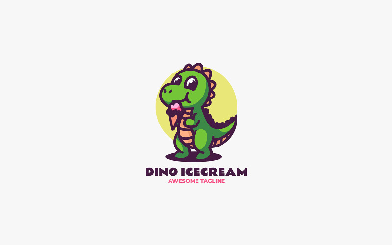 Dino Ice Cream Mascot Cartoon Logo Logo Template
