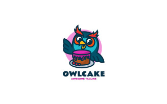 Owl Cake Mascot Cartoon Logo