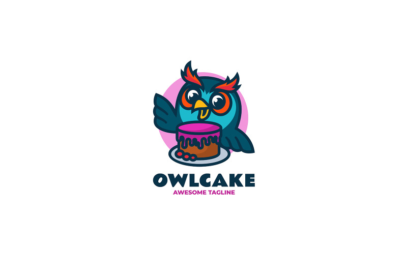 Owl Cake Mascot Cartoon Logo Logo Template